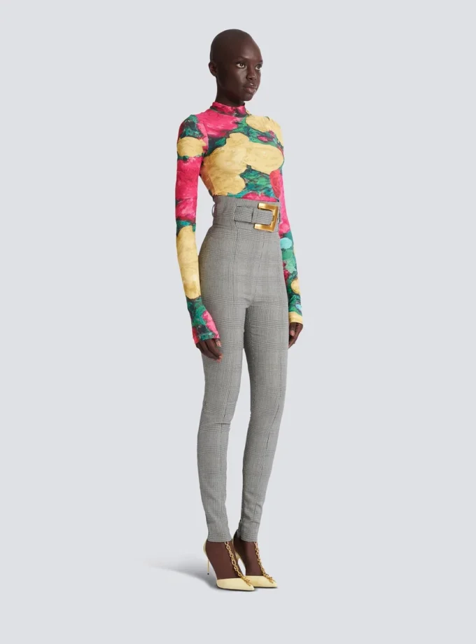 Stretch trousers in Prince of Wales jacquard Stretch trousers in Prince of Wales jacquard