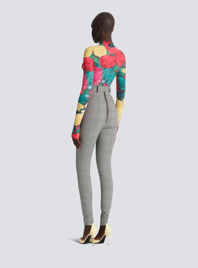 Stretch trousers in Prince of Wales jacquard Stretch trousers in Prince of Wales jacquard