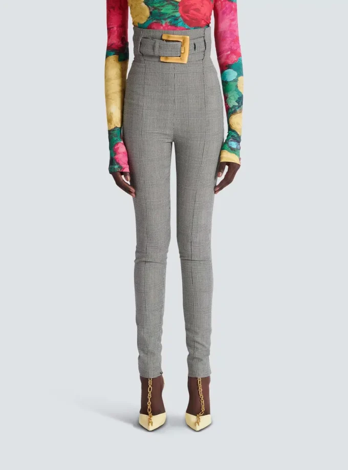 Stretch trousers in Prince of Wales jacquard Stretch trousers in Prince of Wales jacquard