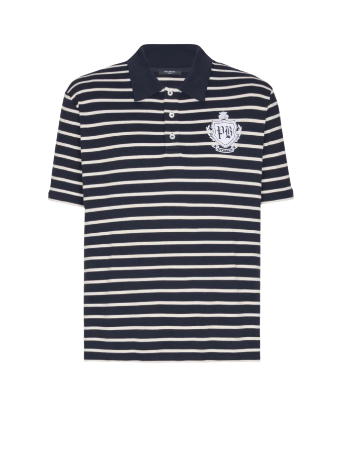 Striped College Emblem polo Striped College Emblem polo