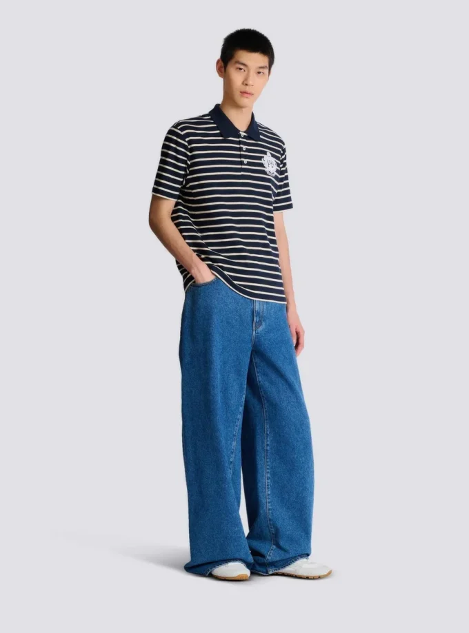 Striped College Emblem polo Striped College Emblem polo