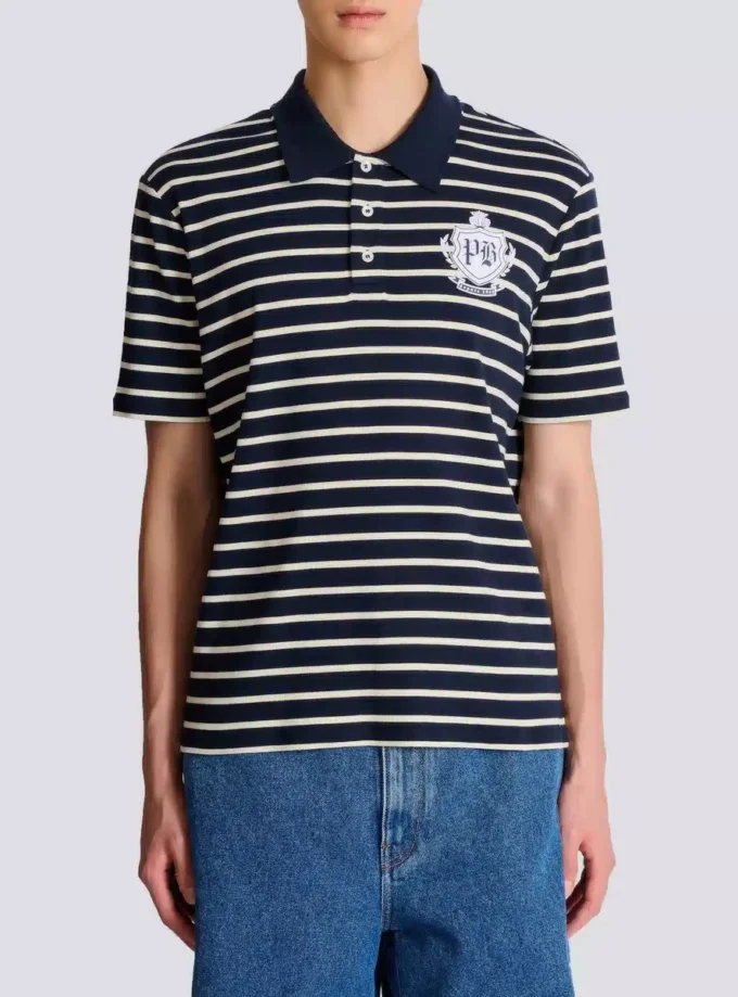 Striped College Emblem polo Striped College Emblem polo
