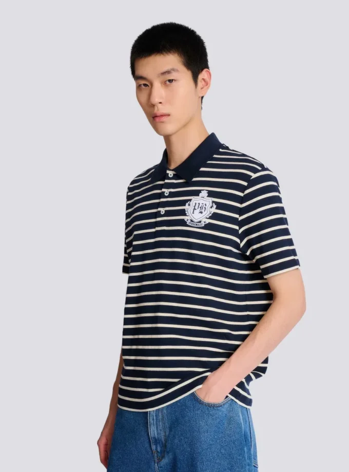 Striped College Emblem polo Striped College Emblem polo