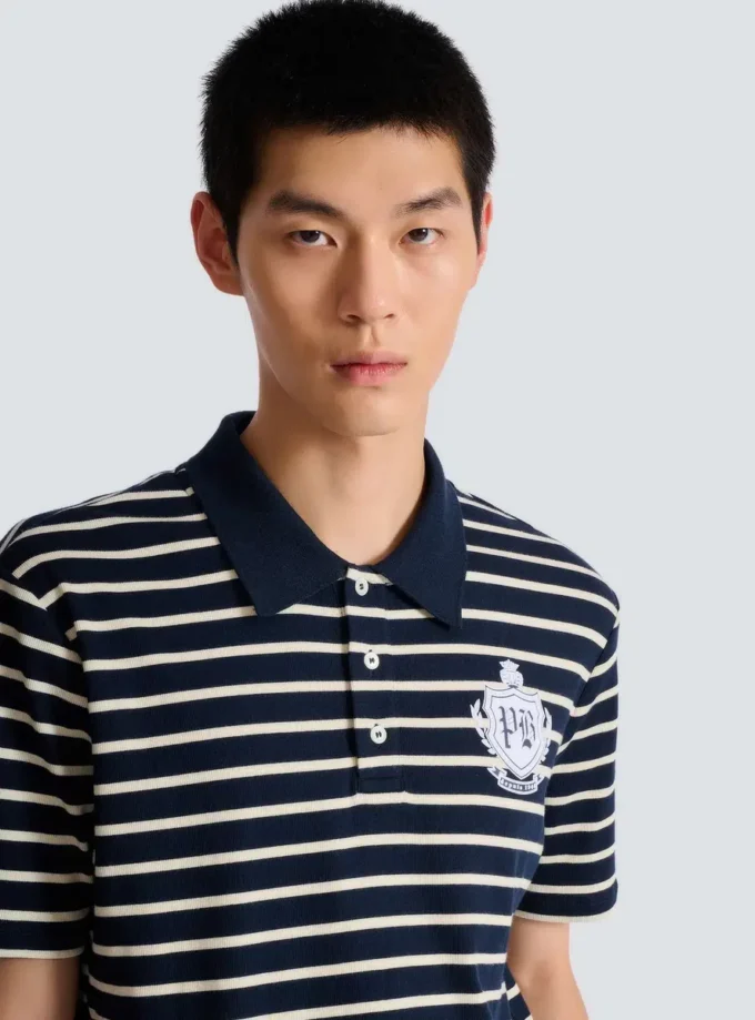 Striped College Emblem polo Striped College Emblem polo