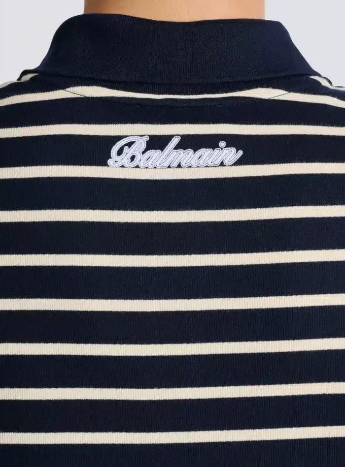 Striped College Emblem polo Striped College Emblem polo