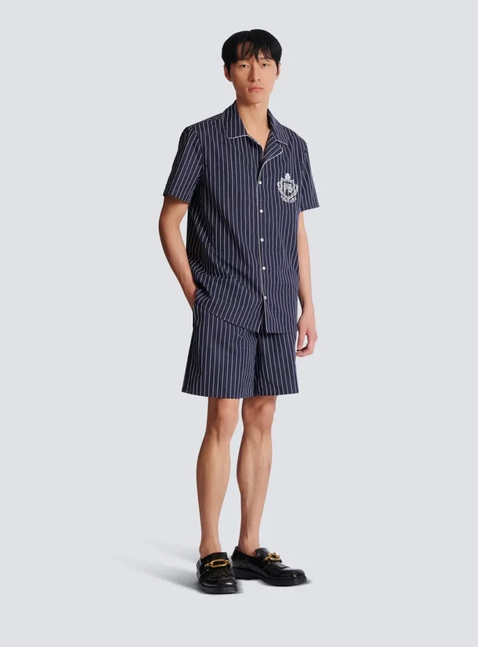 Striped poplin pyjama shirt