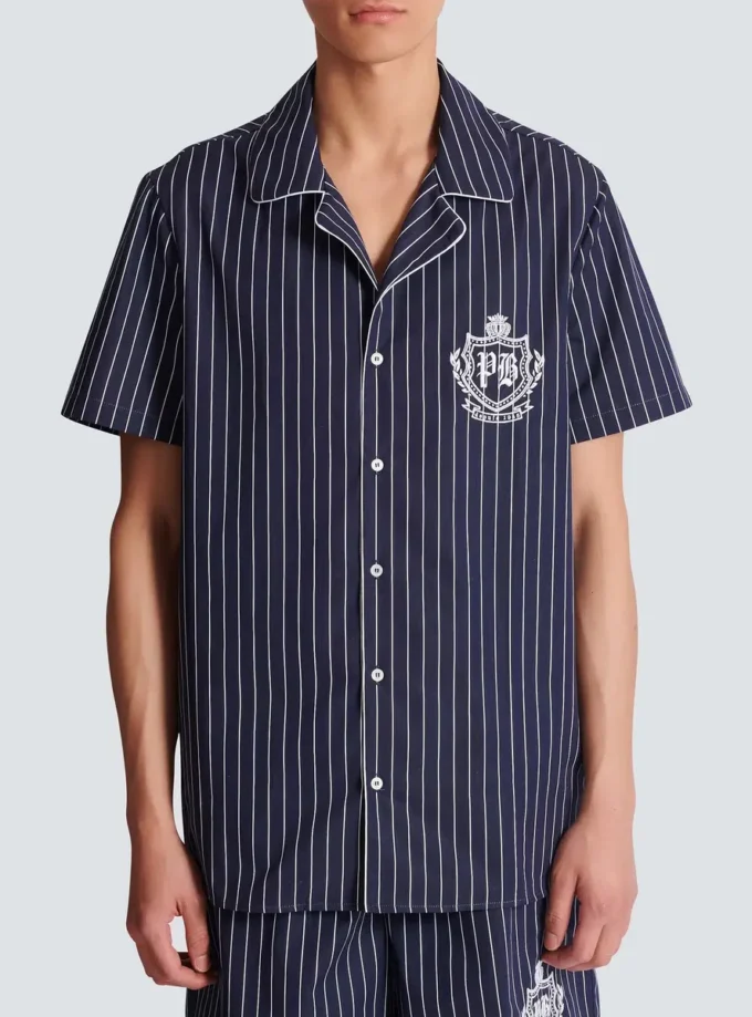 Striped poplin pyjama shirt