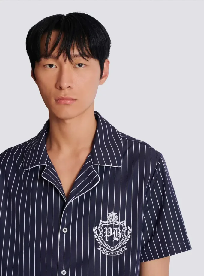 Striped poplin pyjama shirt