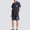 Striped poplin pyjama shorts