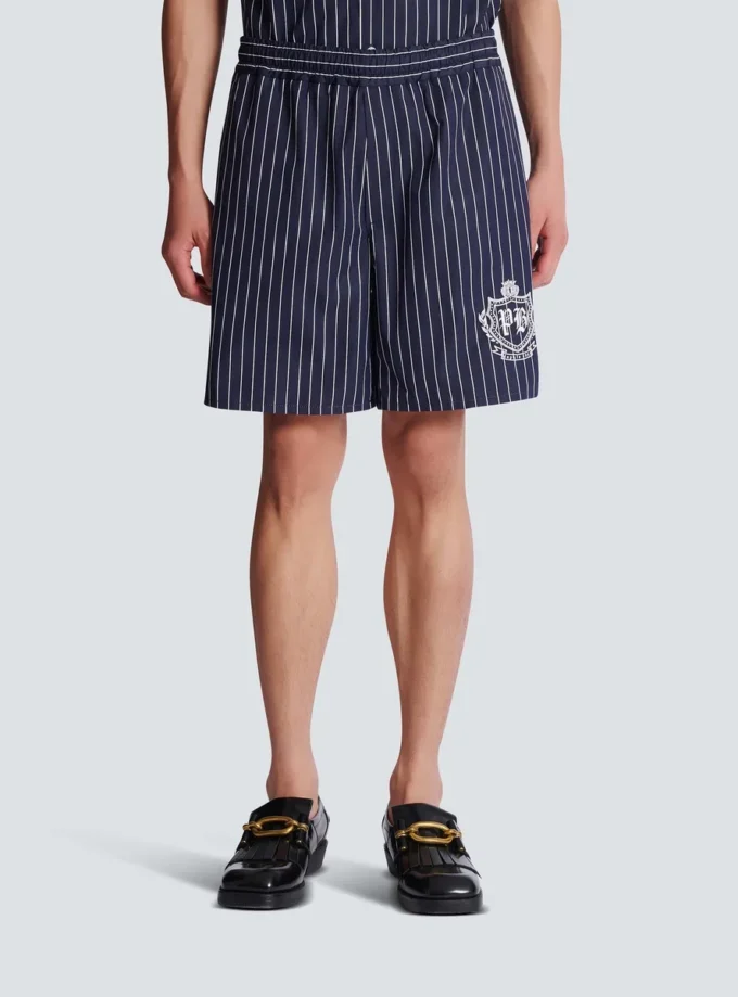 Striped poplin pyjama shorts