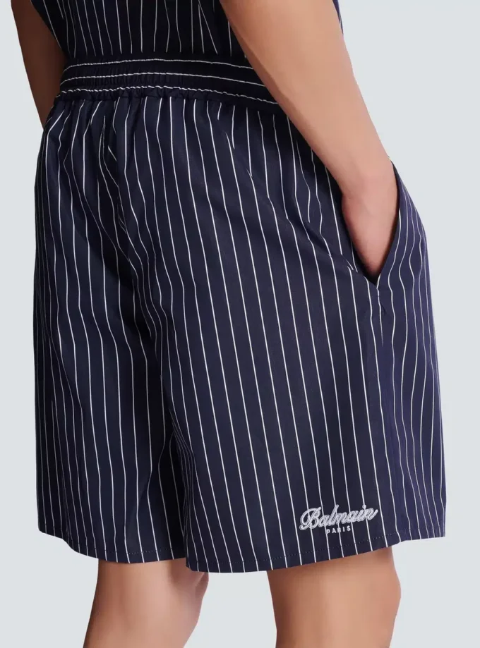 Striped poplin pyjama shorts