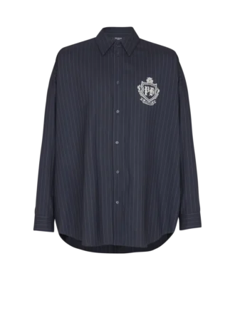 Striped wool College Emblem shirt