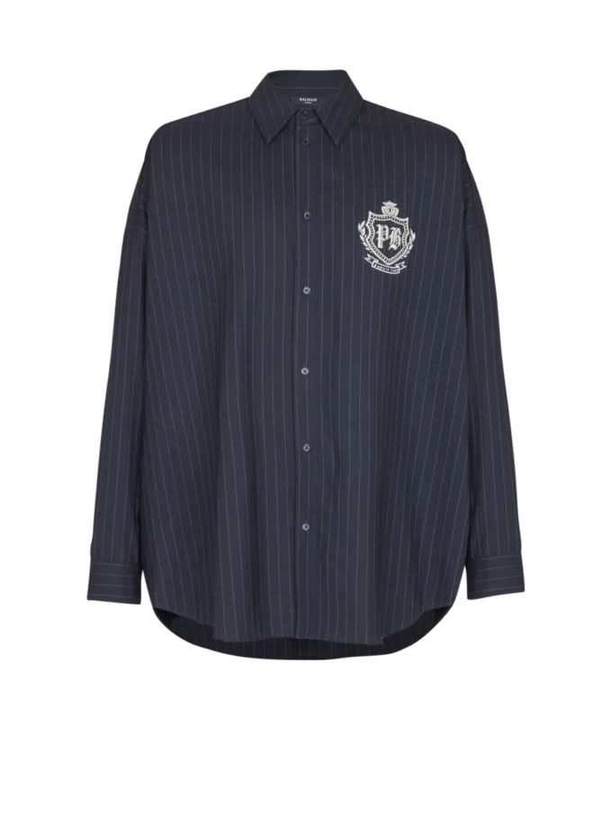 Striped wool College Emblem shirt