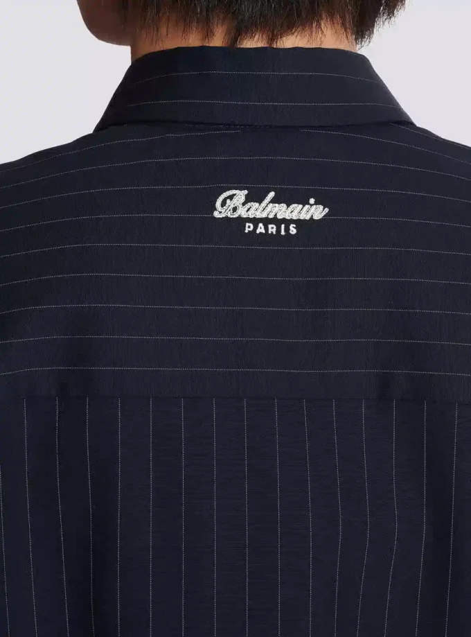 Striped wool College Emblem shirt