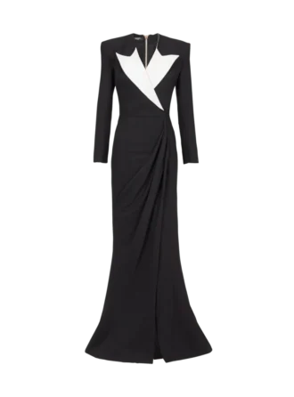 Structured Crepe Long Dress