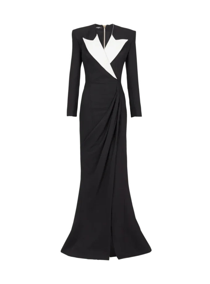 Structured Crepe Long Dress