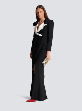 Structured Crepe Long Dress