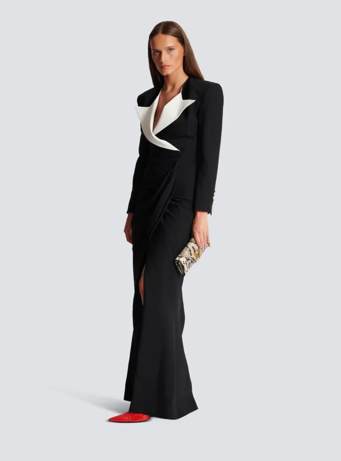 Structured Crepe Long Dress