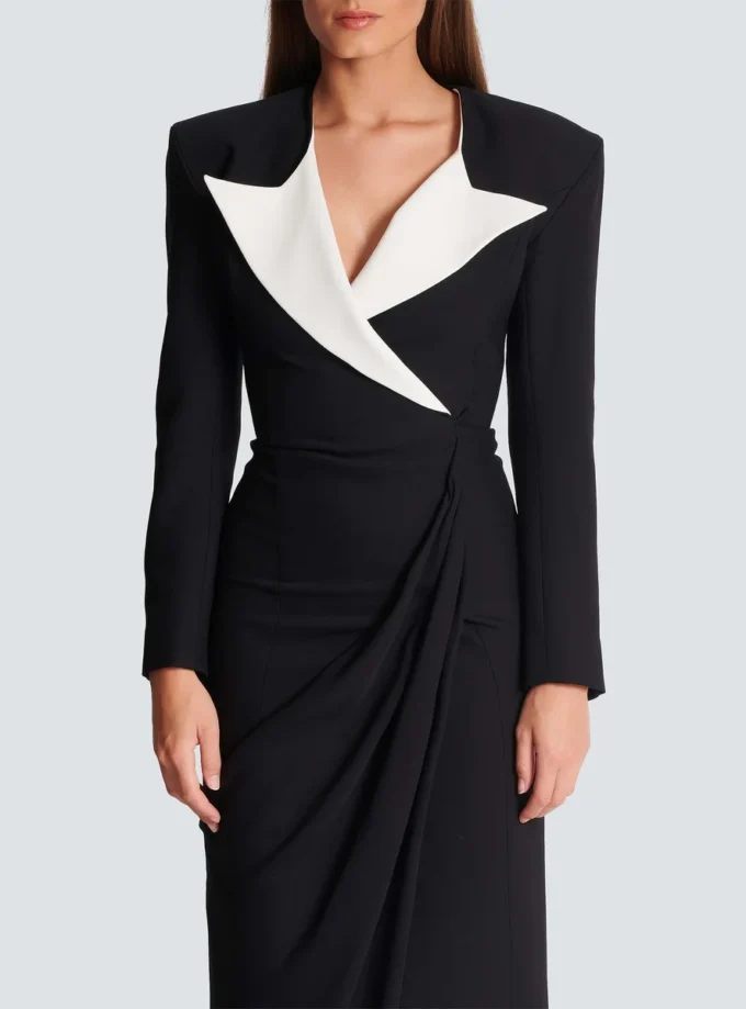 Structured Crepe Long Dress