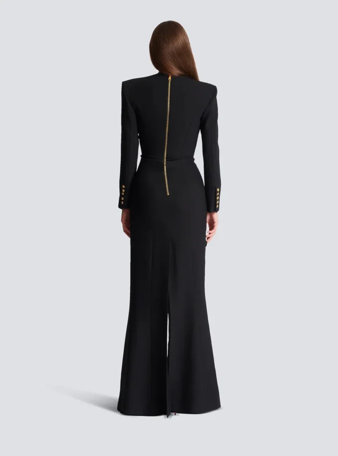 Structured Crepe Long Dress