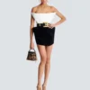 Structured dual fabric strapless dress Structured dual fabric strapless dress