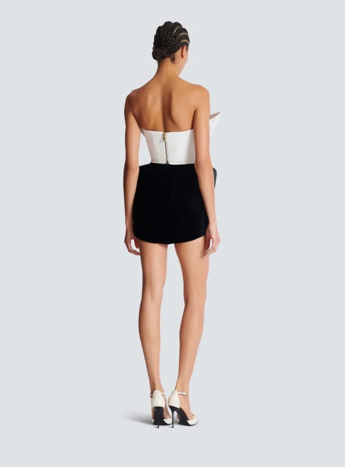 Structured dual fabric strapless dress Structured dual fabric strapless dress