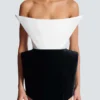 Structured dual fabric strapless dress Structured dual fabric strapless dress