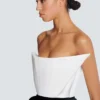 Structured dual fabric strapless dress Structured dual fabric strapless dress