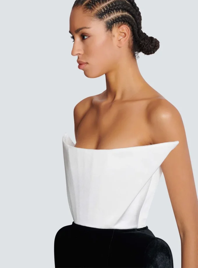 Structured dual fabric strapless dress Structured dual fabric strapless dress