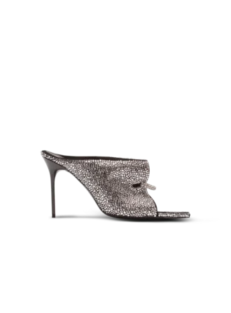 Suede and rhinestone mules with front piercing