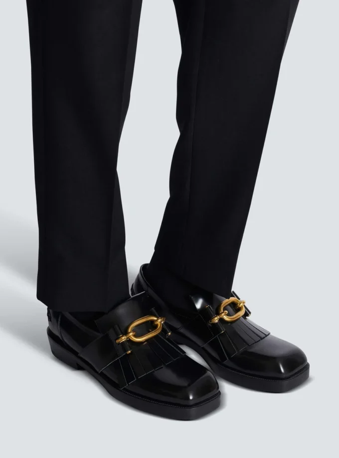 Sync glazed leather loafers