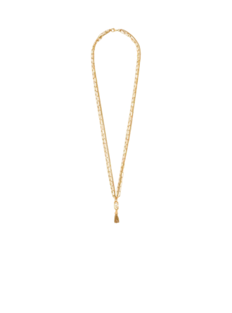 Sync golden brass long necklace