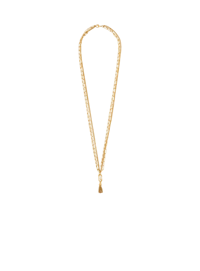 Sync golden brass long necklace