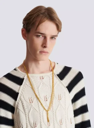 Sync golden brass long necklace