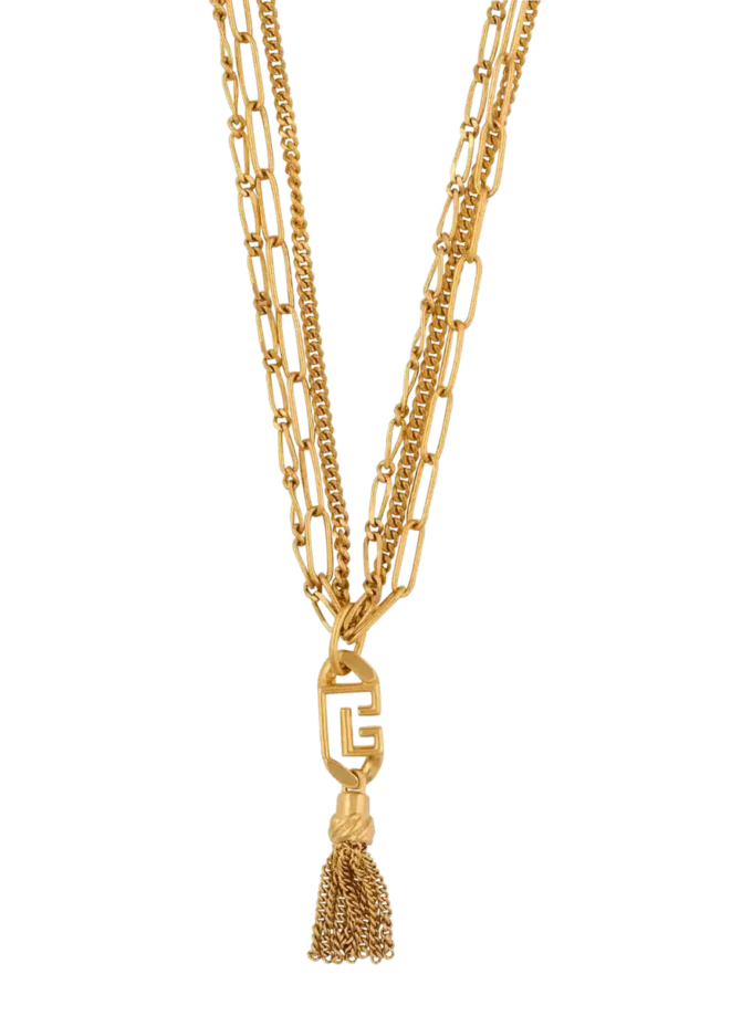 Sync golden brass long necklace