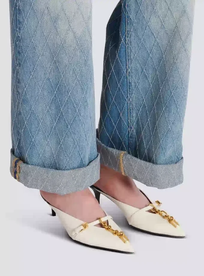 Sync leather mules with pointed toe