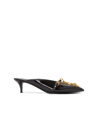 Sync patent leather mules with pointed toe