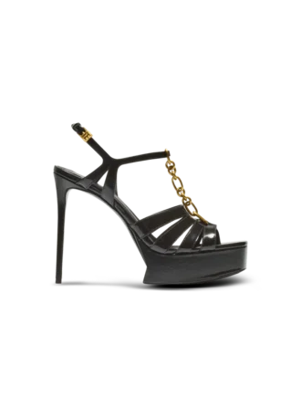 Sync platform sandals in patent lambskin