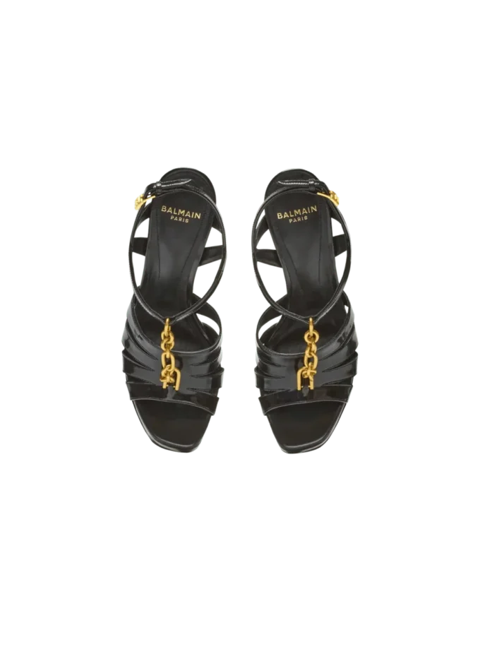 Sync platform sandals in patent lambskin