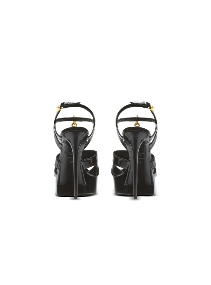 Sync platform sandals in patent lambskin
