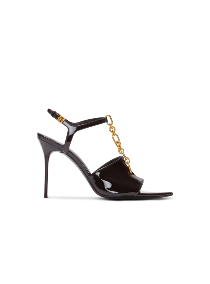 Sync sandals in patent calfskin
