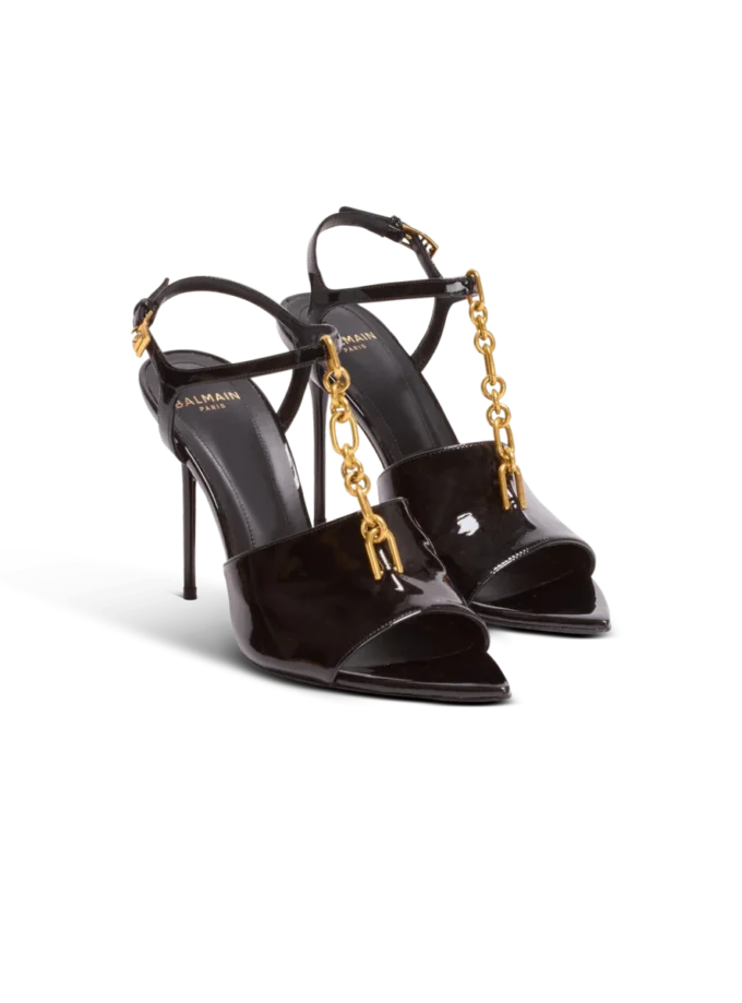 Sync sandals in patent calfskin