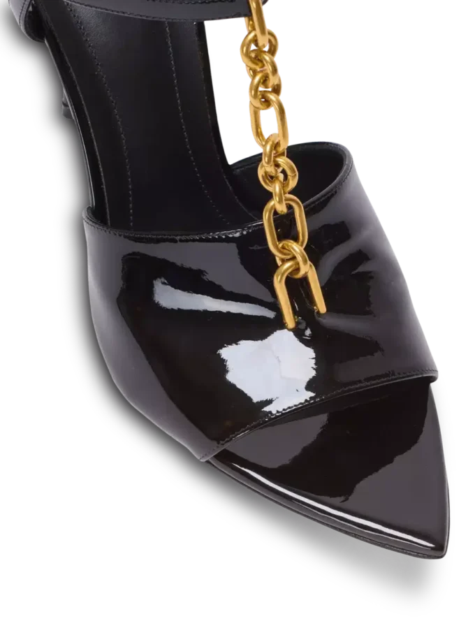 Sync sandals in patent calfskin