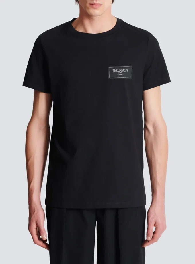 T-shirt with Balmain Couture label T-shirt with Balmain Couture label