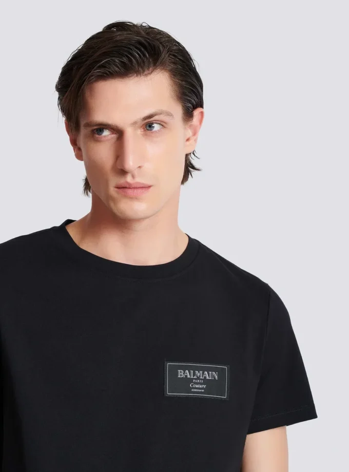 T-shirt with Balmain Couture label T-shirt with Balmain Couture label