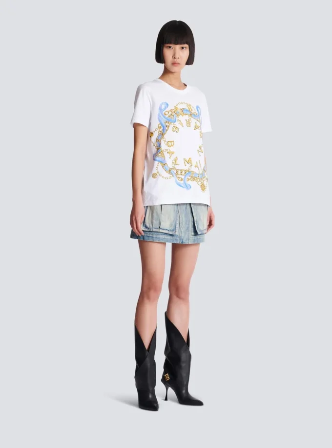 T-shirt with Balmain Paris Chain print T-shirt with Balmain Paris Chain print