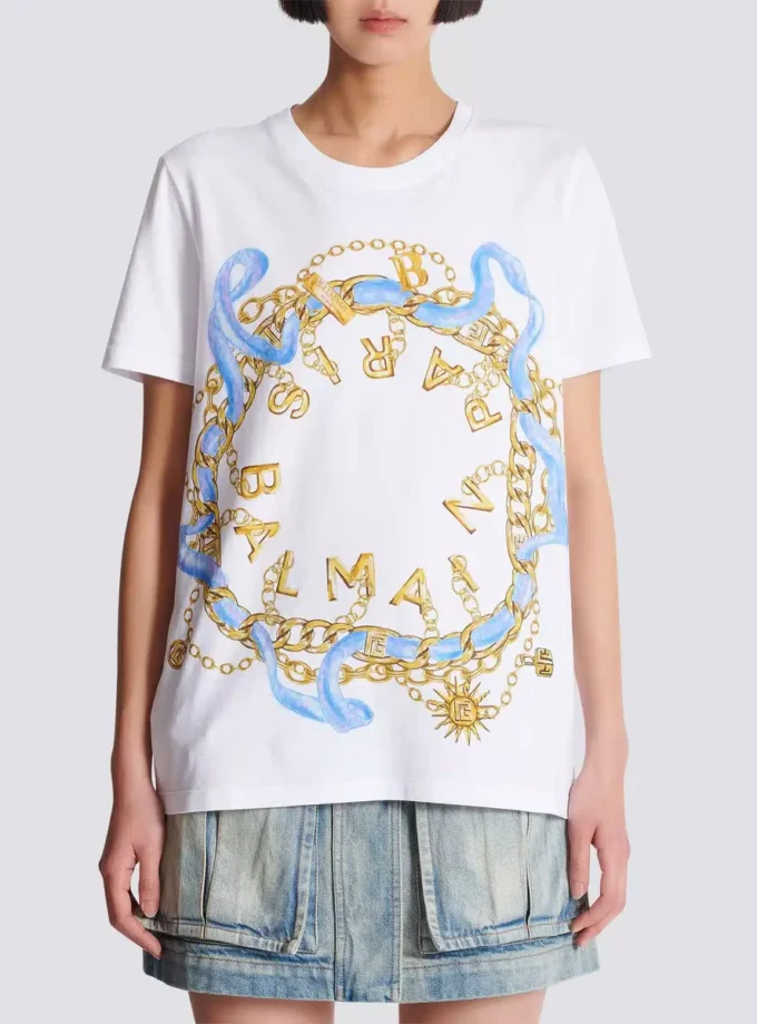 T-shirt with Balmain Paris Chain print T-shirt with Balmain Paris Chain print