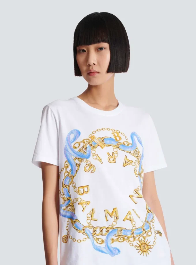 T-shirt with Balmain Paris Chain print T-shirt with Balmain Paris Chain print