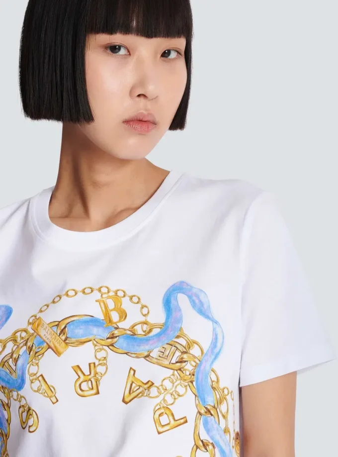 T-shirt with Balmain Paris Chain print T-shirt with Balmain Paris Chain print