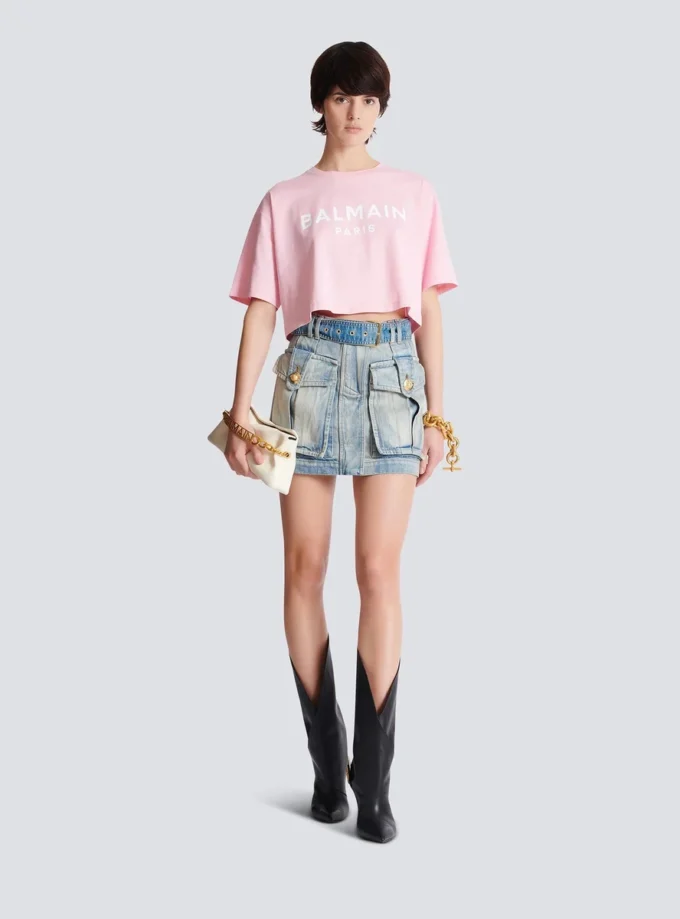 T-shirt with Balmain Paris print T-shirt with Balmain Paris print